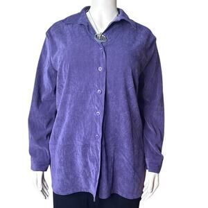Croft & Barrow Stretch Button Up Long Sleeve Size 2X in Purple
